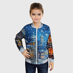 Бомбер детский Новогоднее настроение город, цвет: 3D-серый — фото 2