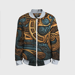 Бомбер детский Паттерн в викингском стиле, цвет: 3D-серый