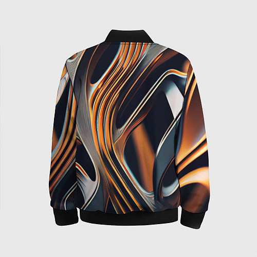 Детский бомбер Слияние красок оранжевого и чёрного абстракция / 3D-Черный – фото 2