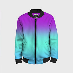 Бомбер детский Фиолетовый бирюзовый голубой неоновый градиент, цвет: 3D-черный