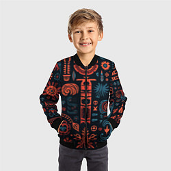 Бомбер детский Абстрактный паттерн в славянской стилистике, цвет: 3D-черный — фото 2