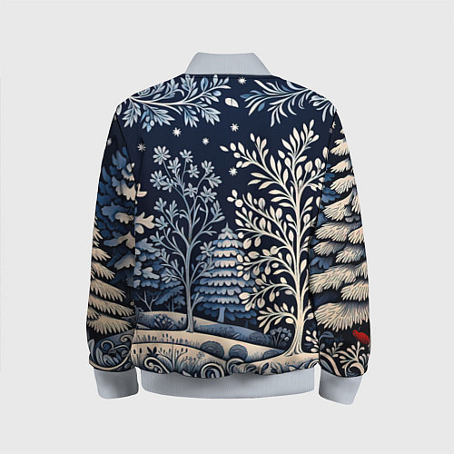 Детский бомбер Ледяные узоры нового года / 3D-Серый – фото 2