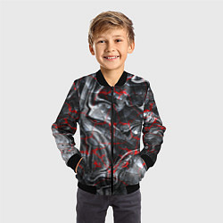 Бомбер детский Красные узоры, цвет: 3D-черный — фото 2