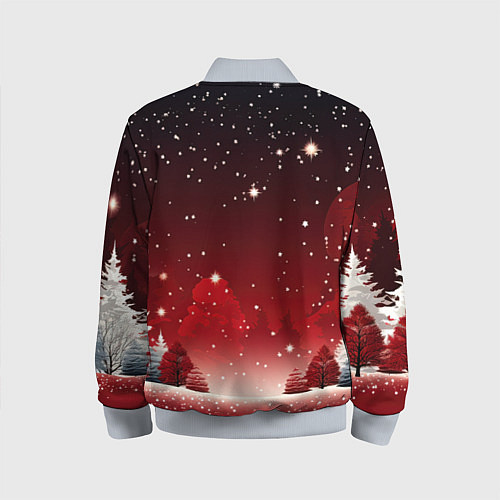 Детский бомбер Зимний берег реки с деревьями и льдом / 3D-Серый – фото 2