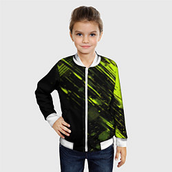 Бомбер детский Зеленая краска на черном фоне, цвет: 3D-белый — фото 2
