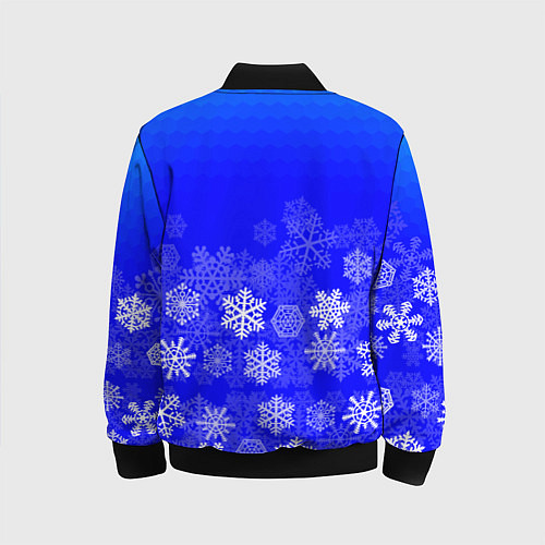 Детский бомбер Снежинки на синем / 3D-Черный – фото 2