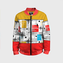 Детский бомбер Узор красного горчичного цвета
