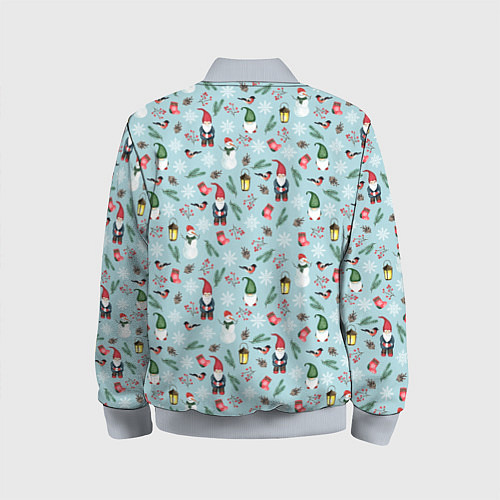 Детский бомбер Новогодние акварельные гномы / 3D-Серый – фото 2