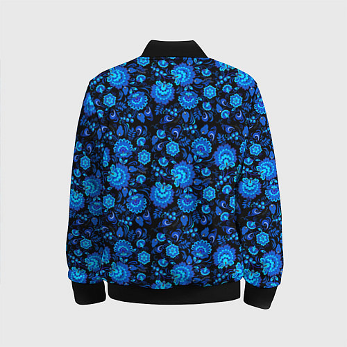 Детский бомбер Новогодняя гжельская роспись чёрный фон / 3D-Черный – фото 2