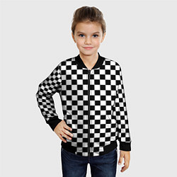 Бомбер детский Шахматное поле чёрно-белый, цвет: 3D-черный — фото 2