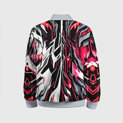 Детский бомбер Красно-белая абстракция на чёрном фоне / 3D-Серый – фото 2