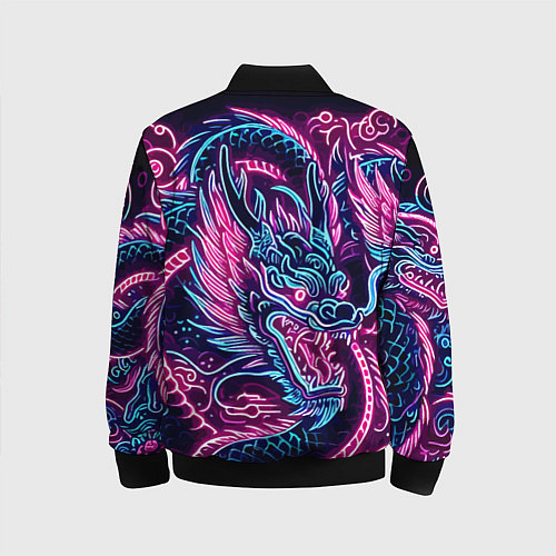 Детский бомбер Neon Japanese dragon - irezumi / 3D-Черный – фото 2