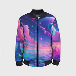 Детский бомбер Fantastic space landscape - neon glow