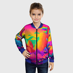 Бомбер детский Яркие краски перетекают в радугу, цвет: 3D-синий — фото 2