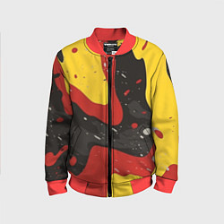 Бомбер детский Красные желтые оранжевые пятна краски абстракция, цвет: 3D-красный