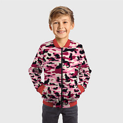 Бомбер детский Камуфляжные розовые котики, цвет: 3D-красный — фото 2