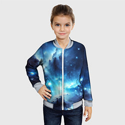 Бомбер детский Космический голубой пейзаж, цвет: 3D-серый — фото 2