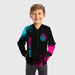 Бомбер детский Club Brugge - neon gradient вертикально, цвет: 3D-черный — фото 2