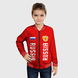 Бомбер детский Россия три полоски на красном фоне, цвет: 3D-красный — фото 2