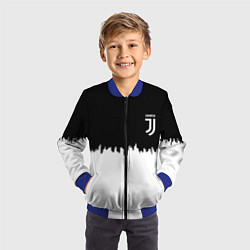 Бомбер детский Juventus белый огонь текстура, цвет: 3D-синий — фото 2