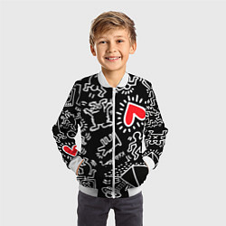 Бомбер детский Kit Haring little men, цвет: 3D-белый — фото 2