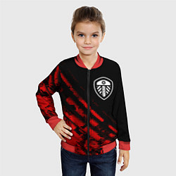 Бомбер детский Leeds United sport grunge, цвет: 3D-красный — фото 2