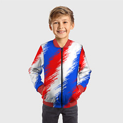 Бомбер детский Триколор штрихи красок, цвет: 3D-красный — фото 2