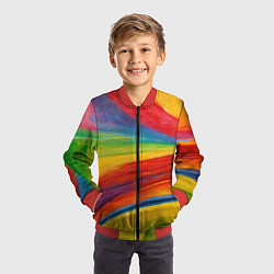 Бомбер детский Рисунок масляной пастелью, цвет: 3D-красный — фото 2