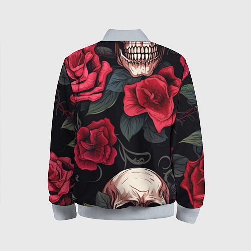 Детский бомбер Черепа с красными розами / 3D-Серый – фото 2