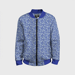 Детский бомбер Светло-синий цветочный