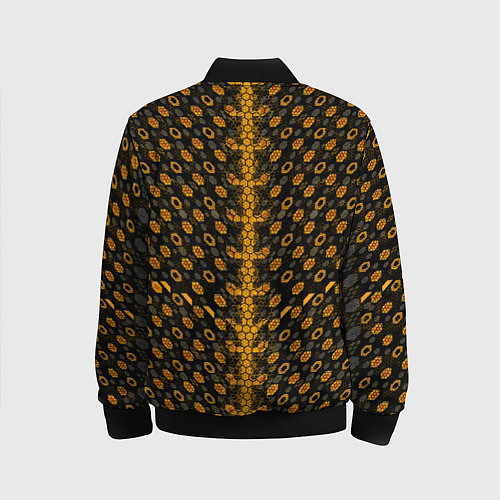 Детский бомбер Жёлтые киберпанк ячейки на чёрном фоне / 3D-Черный – фото 2