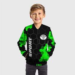 Бомбер детский Daewoo green sport hexagon, цвет: 3D-черный — фото 2