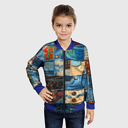 Бомбер детский Vanguard denim patchwork - ai art, цвет: 3D-синий — фото 2