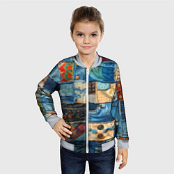 Бомбер детский Vanguard denim patchwork - ai art, цвет: 3D-серый — фото 2