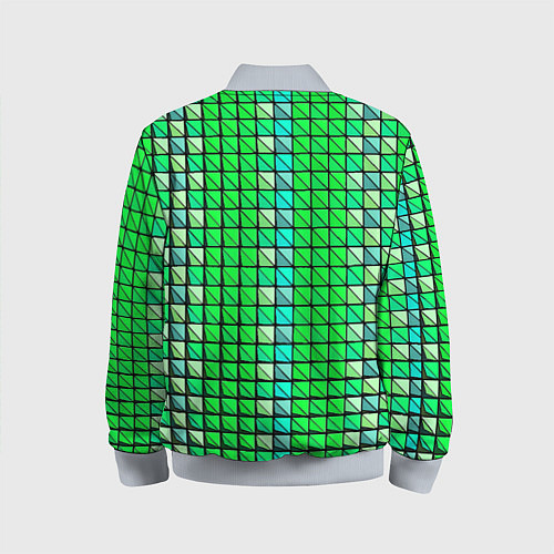 Детский бомбер Зелёные плитки и чёрная обводка / 3D-Серый – фото 2