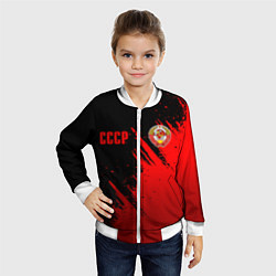 Бомбер детский СССР - черно-красный, цвет: 3D-белый — фото 2