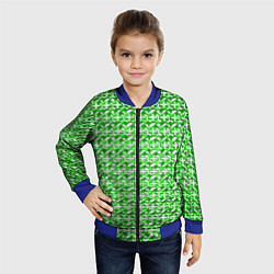 Бомбер детский Белые плюсики на зелёном фоне, цвет: 3D-синий — фото 2