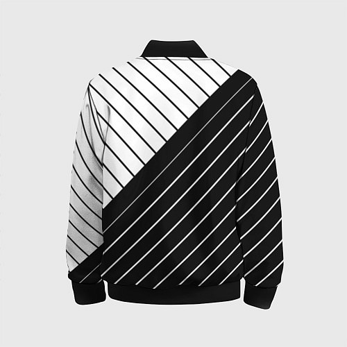 Детский бомбер Чёрно-белый косые линии / 3D-Черный – фото 2