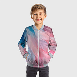 Бомбер детский Пастельно-голубые и розовые перья, цвет: 3D-серый — фото 2