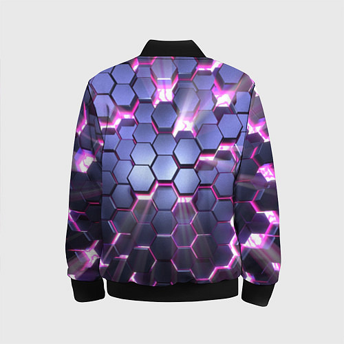 Детский бомбер Плиты с сиреневым неоновым свечением / 3D-Черный – фото 2
