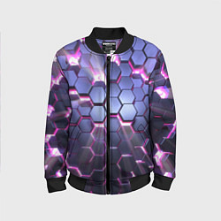 Бомбер детский Плиты с сиреневым неоновым свечением, цвет: 3D-черный