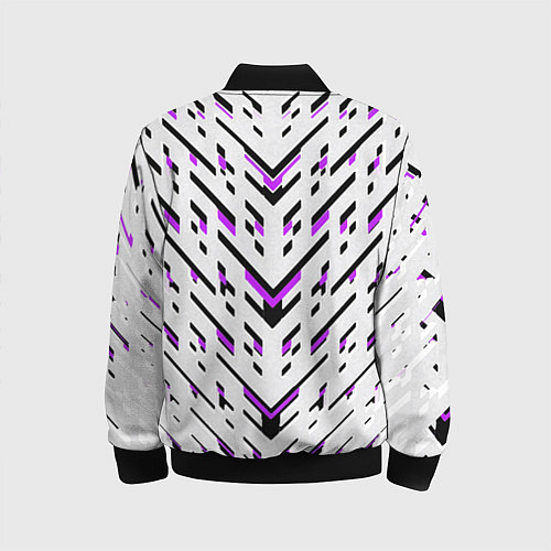 Детский бомбер Black and purple stripes on a white background / 3D-Черный – фото 2