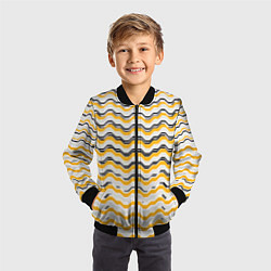 Бомбер детский Чёрные и жёлтые полосы на белом фоне, цвет: 3D-черный — фото 2