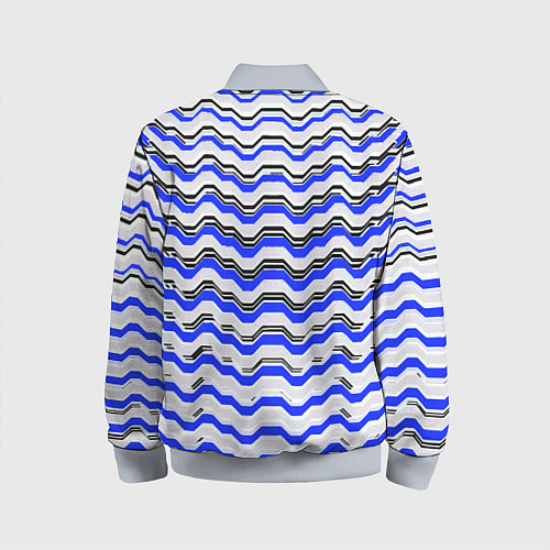 Детский бомбер Black and blue stripes on a white background / 3D-Серый – фото 2