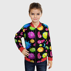 Бомбер детский Смешные бактерии паттерн, цвет: 3D-красный — фото 2