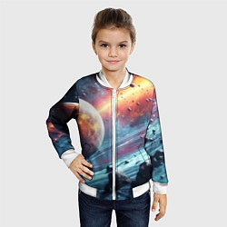 Бомбер детский Объемный космос и планеты, цвет: 3D-белый — фото 2