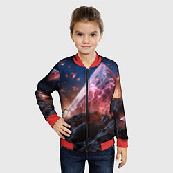 Бомбер детский Абстрактная пирамида космическая, цвет: 3D-красный — фото 2