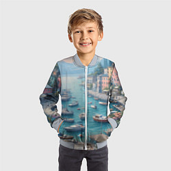 Бомбер детский Гавань с лодками, цвет: 3D-серый — фото 2