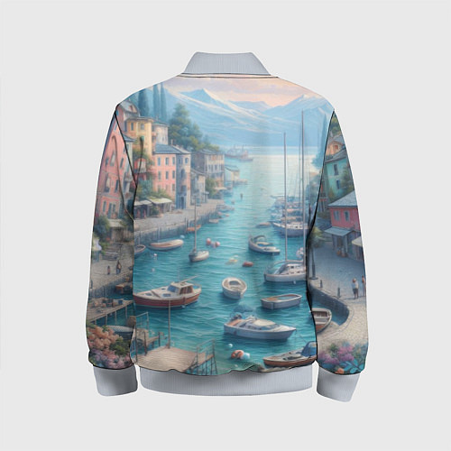 Детский бомбер Гавань с лодками / 3D-Серый – фото 2