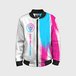 Бомбер детский Manchester City neon gradient style по-вертикали, цвет: 3D-черный